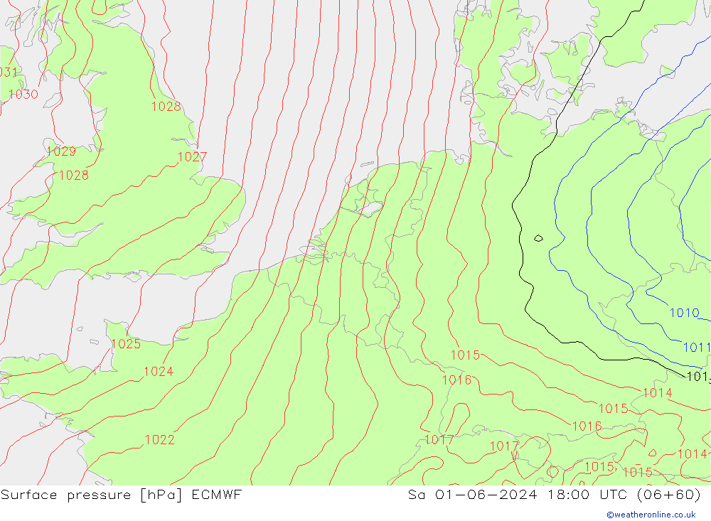 Luchtdruk (Grond) ECMWF za 01.06.2024 18 UTC