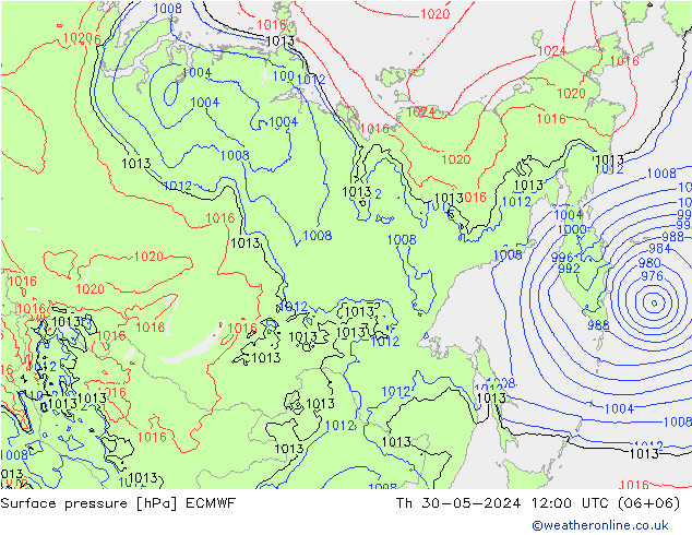 Luchtdruk (Grond) ECMWF do 30.05.2024 12 UTC