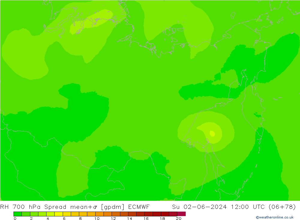 RH 700 hPa Spread ECMWF Ne 02.06.2024 12 UTC