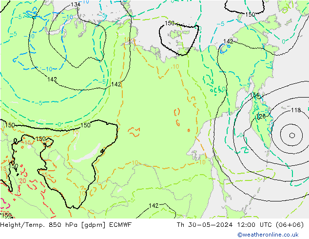 Yükseklik/Sıc. 850 hPa ECMWF Per 30.05.2024 12 UTC