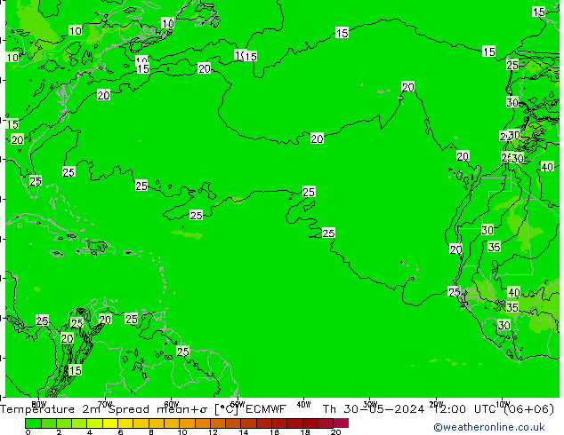 Temperature 2m Spread ECMWF Th 30.05.2024 12 UTC