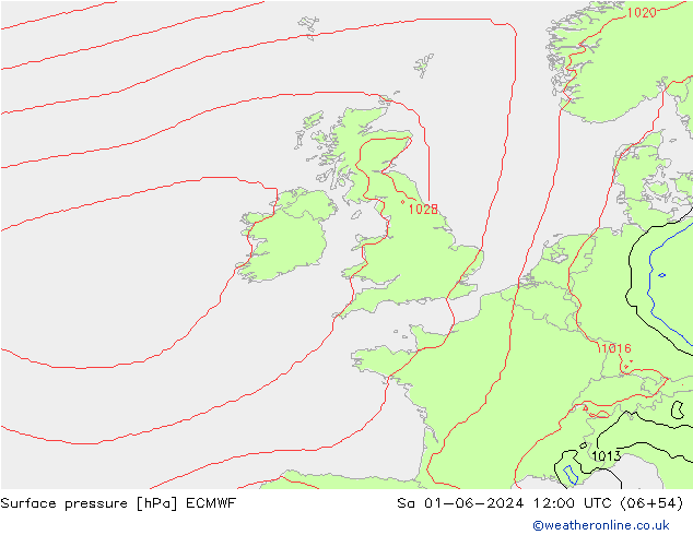 pressão do solo ECMWF Sáb 01.06.2024 12 UTC