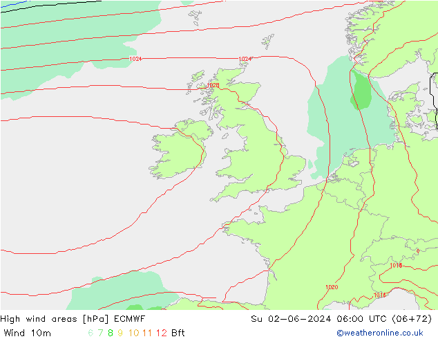 High wind areas ECMWF Su 02.06.2024 06 UTC