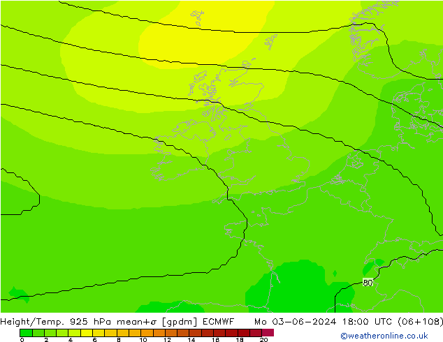 Height/Temp. 925 гПа ECMWF пн 03.06.2024 18 UTC