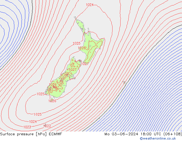 ciśnienie ECMWF pon. 03.06.2024 18 UTC