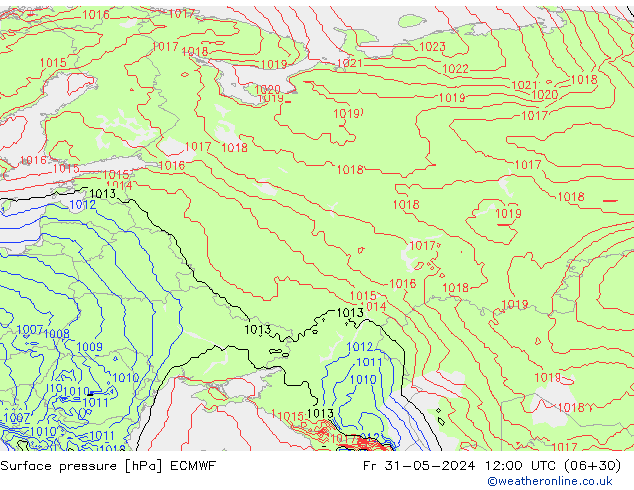 Pressione al suolo ECMWF ven 31.05.2024 12 UTC