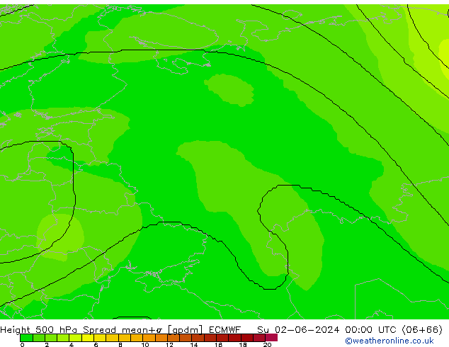 500 hPa Yüksekliği Spread ECMWF Paz 02.06.2024 00 UTC