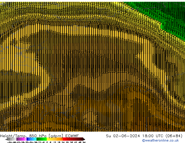 Height/Temp. 850 hPa ECMWF Dom 02.06.2024 18 UTC