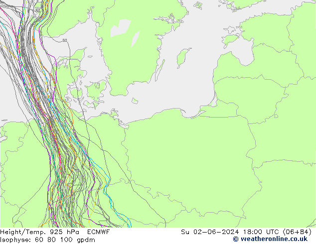 Height/Temp. 925 hPa ECMWF So 02.06.2024 18 UTC