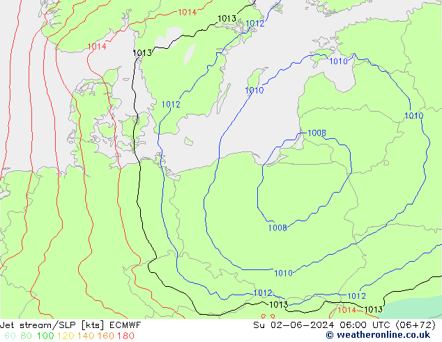 Jet stream/SLP ECMWF Su 02.06.2024 06 UTC