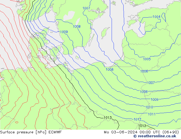 pressão do solo ECMWF Seg 03.06.2024 00 UTC