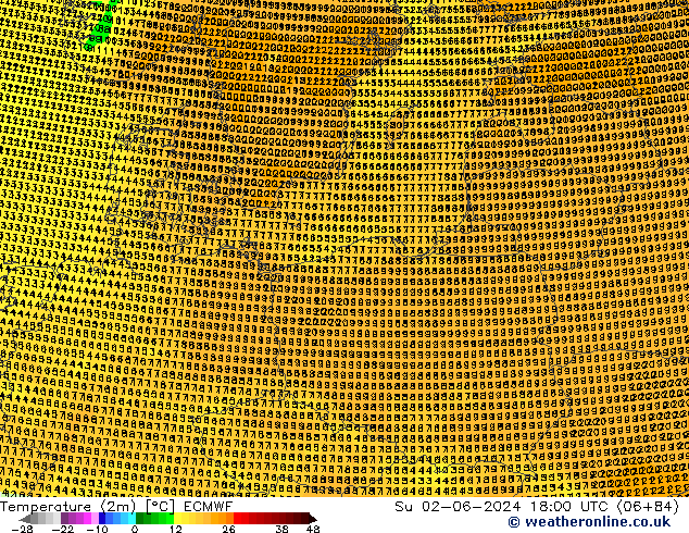 Temperaturkarte (2m) ECMWF So 02.06.2024 18 UTC