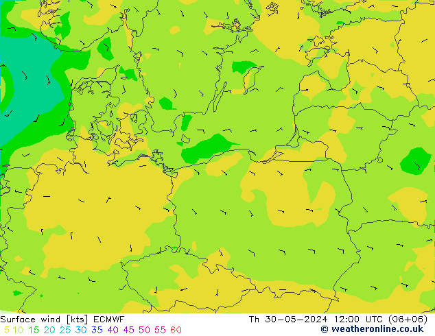 Surface wind ECMWF Th 30.05.2024 12 UTC