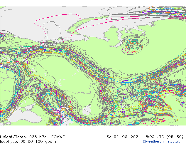 Height/Temp. 925 hPa ECMWF Sa 01.06.2024 18 UTC