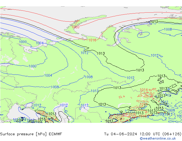 Yer basıncı ECMWF Sa 04.06.2024 12 UTC