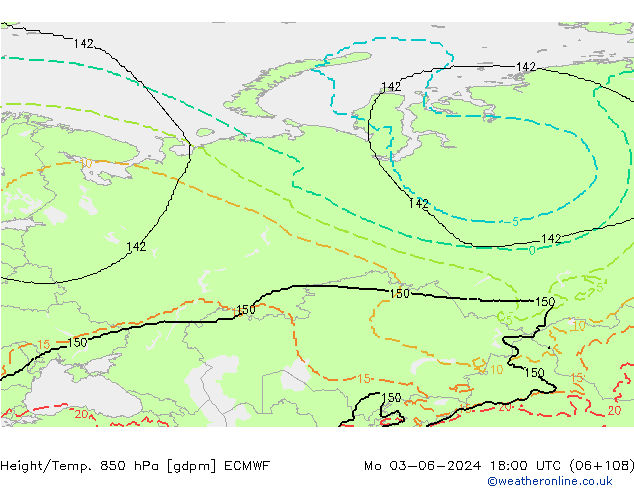 Hoogte/Temp. 850 hPa ECMWF ma 03.06.2024 18 UTC