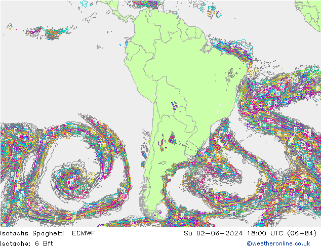 Isotachs Spaghetti ECMWF Su 02.06.2024 18 UTC