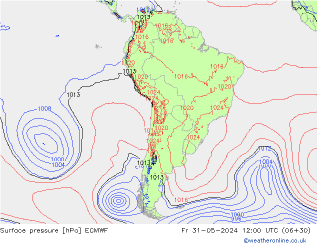 Atmosférický tlak ECMWF Pá 31.05.2024 12 UTC