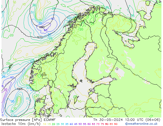 Eşrüzgar Hızları (km/sa) ECMWF Per 30.05.2024 12 UTC