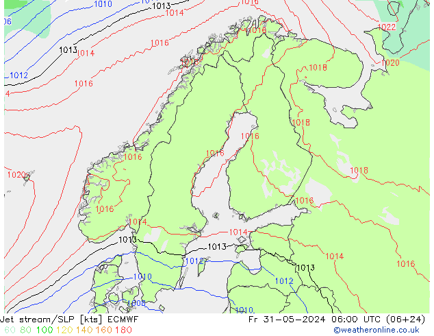 Polarjet/Bodendruck ECMWF Fr 31.05.2024 06 UTC