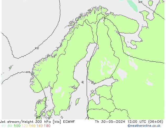 Jet stream ECMWF Qui 30.05.2024 12 UTC