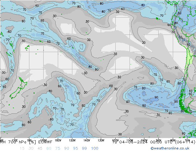 RH 700 hPa ECMWF Tu 04.06.2024 00 UTC