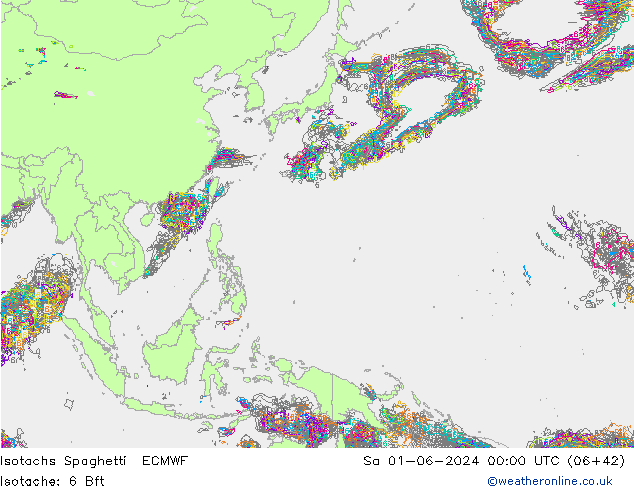 Isotachen Spaghetti ECMWF Sa 01.06.2024 00 UTC