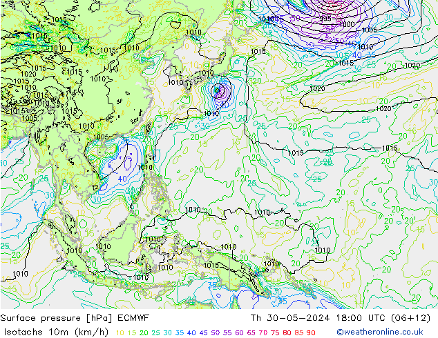 Eşrüzgar Hızları (km/sa) ECMWF Per 30.05.2024 18 UTC