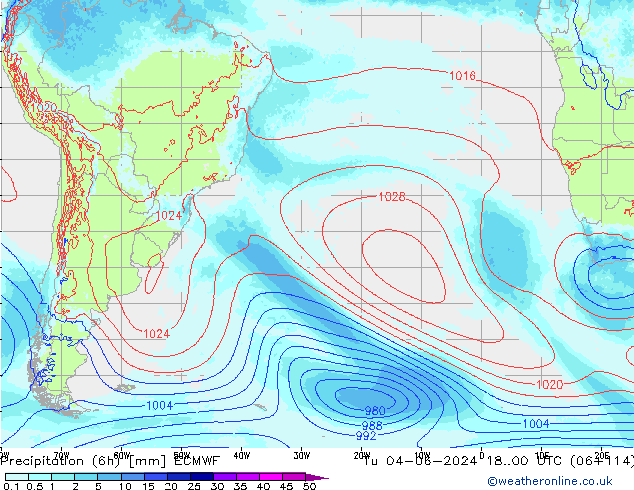 Precipitazione (6h) ECMWF mar 04.06.2024 00 UTC