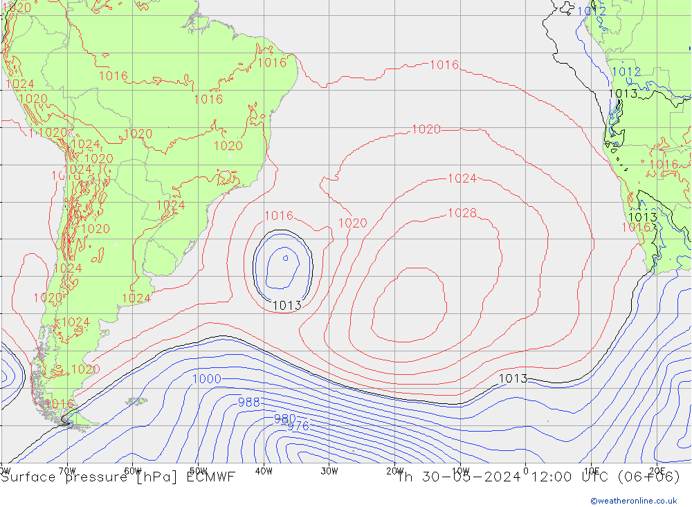 Surface pressure ECMWF Th 30.05.2024 12 UTC