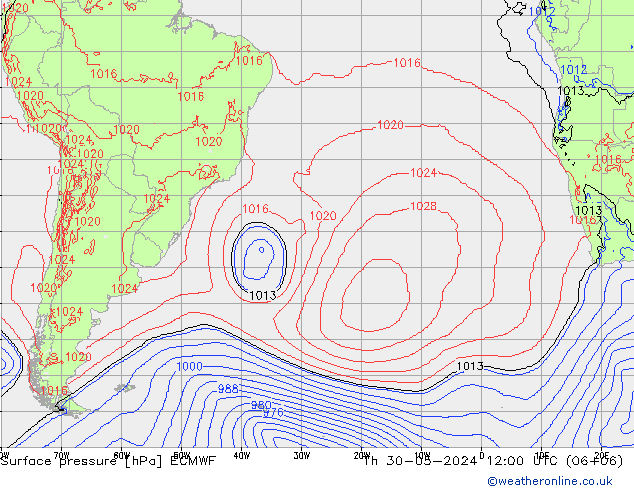 Surface pressure ECMWF Th 30.05.2024 12 UTC