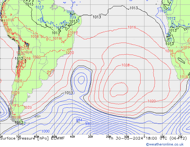 Luchtdruk (Grond) ECMWF do 30.05.2024 18 UTC