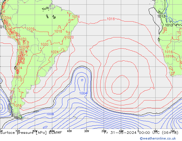 Luchtdruk (Grond) ECMWF vr 31.05.2024 00 UTC