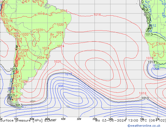 приземное давление ECMWF пн 03.06.2024 12 UTC