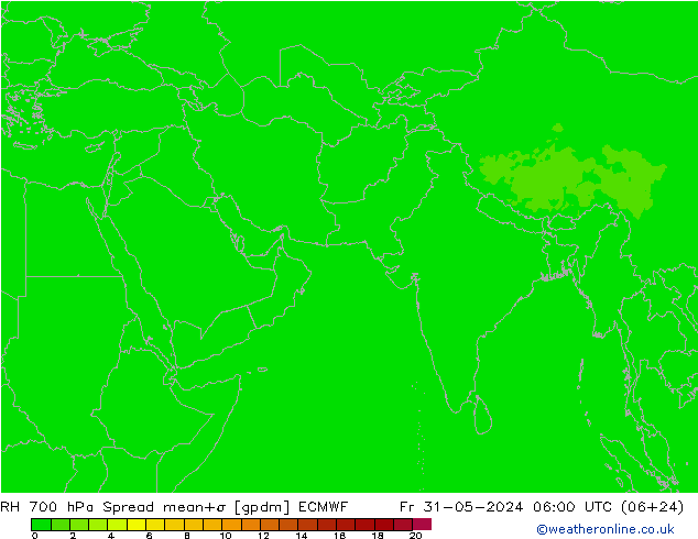 RH 700 hPa Spread ECMWF  31.05.2024 06 UTC