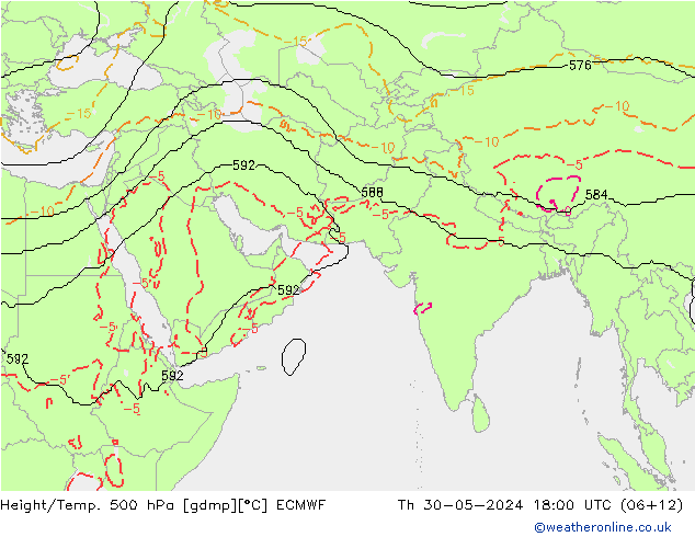 Geop./Temp. 500 hPa ECMWF jue 30.05.2024 18 UTC