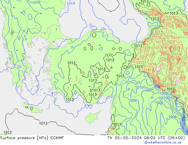 Surface pressure ECMWF Th 30.05.2024 06 UTC