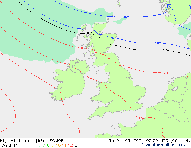 Windvelden ECMWF di 04.06.2024 00 UTC