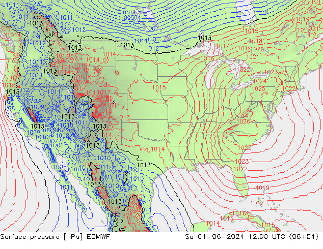 Surface pressure ECMWF Sa 01.06.2024 12 UTC