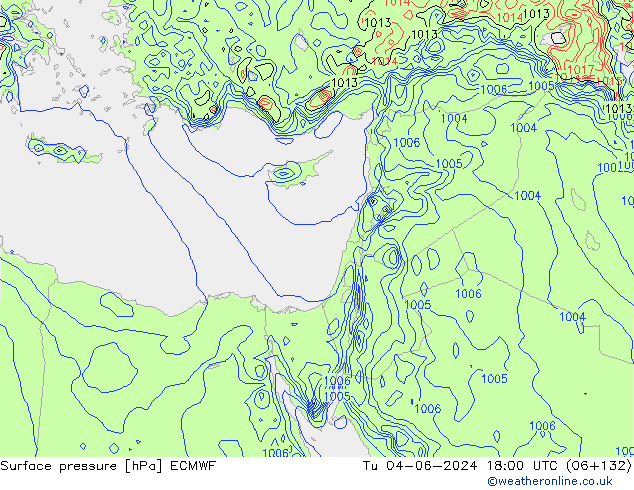 Surface pressure ECMWF Tu 04.06.2024 18 UTC