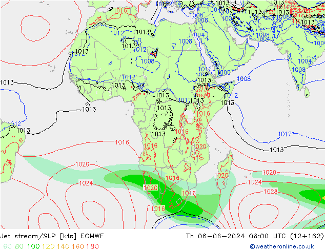 джет/приземное давление ECMWF чт 06.06.2024 06 UTC