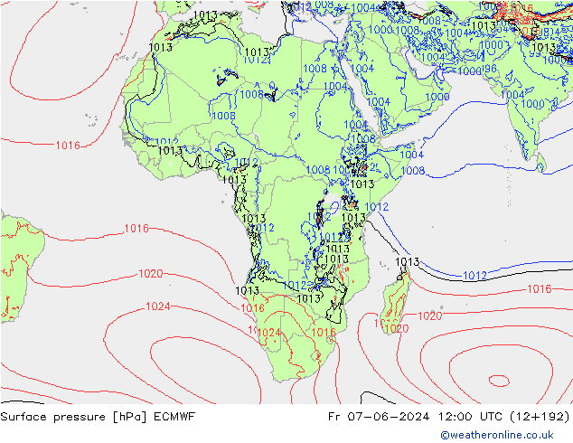 pression de l'air ECMWF ven 07.06.2024 12 UTC