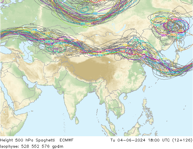 Géop. 500 hPa Spaghetti ECMWF mar 04.06.2024 18 UTC