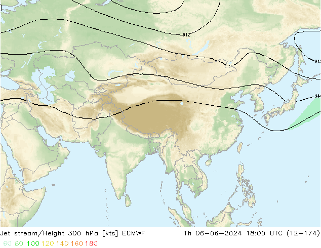 Corrente a getto ECMWF gio 06.06.2024 18 UTC