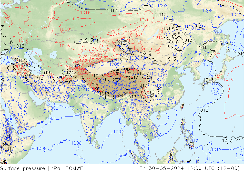 ciśnienie ECMWF czw. 30.05.2024 12 UTC