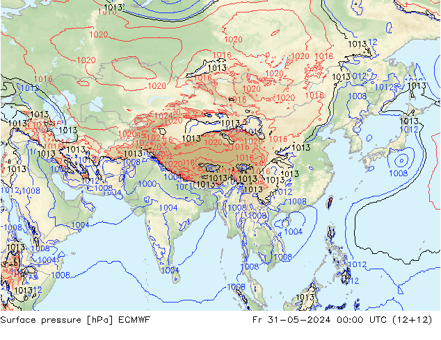 Bodendruck ECMWF Fr 31.05.2024 00 UTC