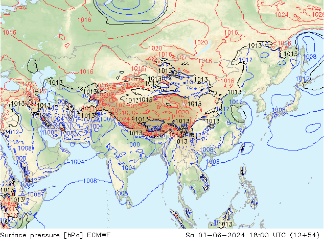 Luchtdruk (Grond) ECMWF za 01.06.2024 18 UTC