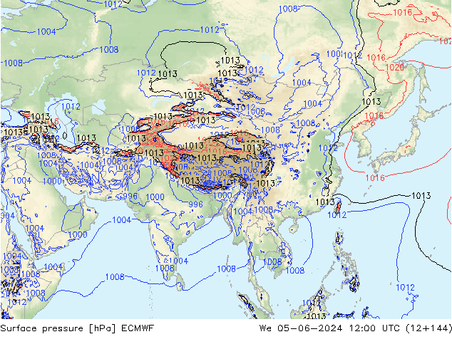 Luchtdruk (Grond) ECMWF wo 05.06.2024 12 UTC