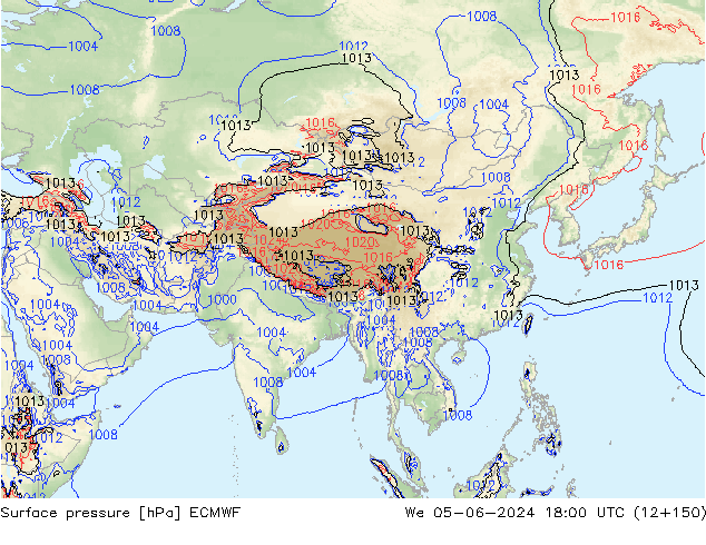 Atmosférický tlak ECMWF St 05.06.2024 18 UTC