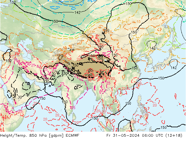 Height/Temp. 850 hPa ECMWF  31.05.2024 06 UTC